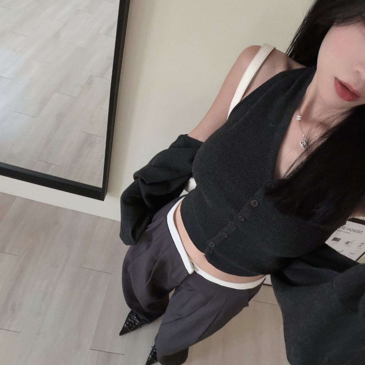 【高智感針織套裝】排釦背心+長袖罩衫-4色 掛脖毛衣 針織衫(現+預)