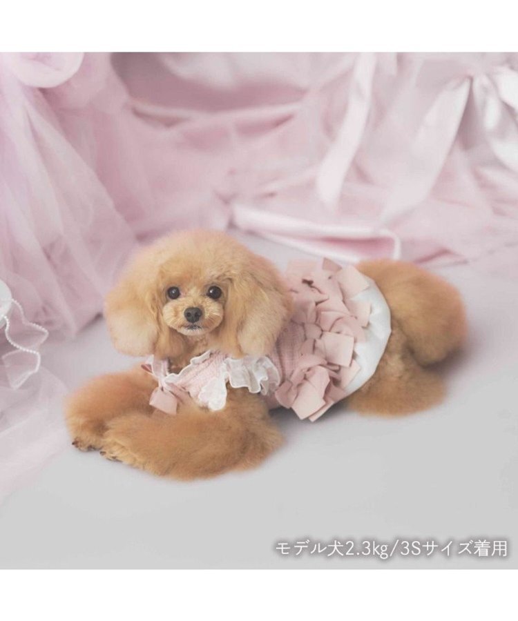 【Pet Paradise】chérir couture Hem Ribbon Tweed Vest - Pink <275-43842>