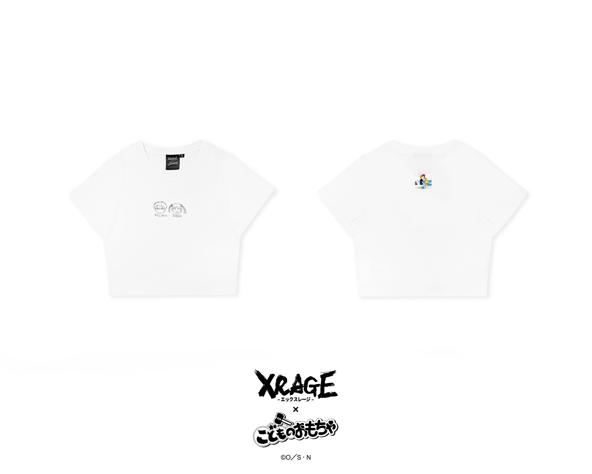 (預購5月出貨) 紗南&羽山 塗鴉風短版合身T-shirt 白