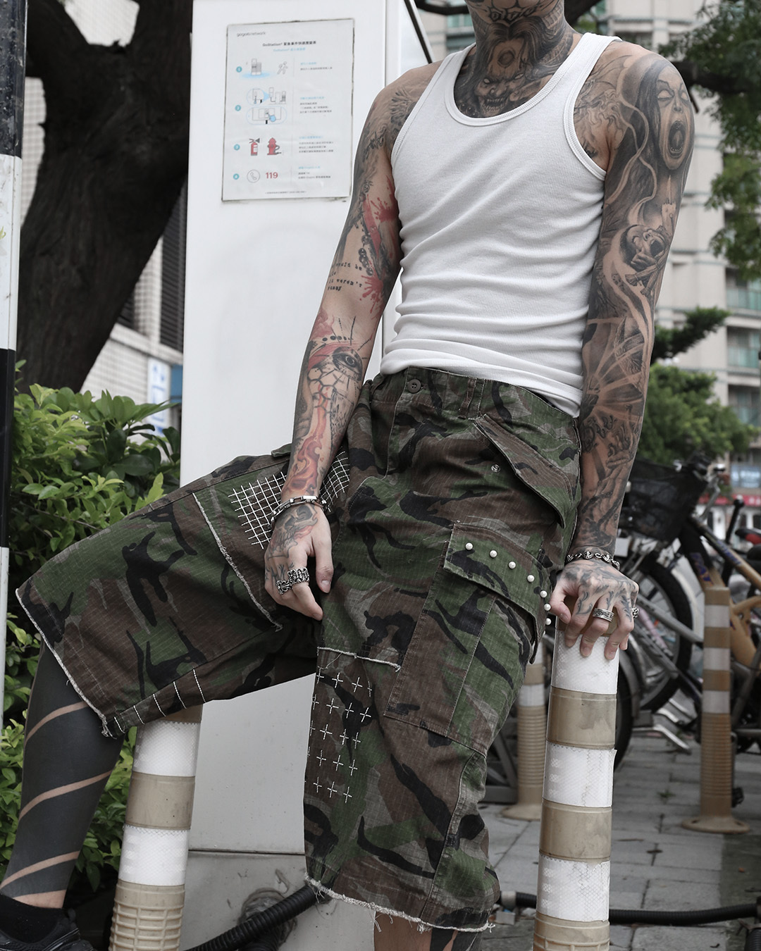 MTA CAMO THREE-QUARTER PANTS 迷彩 綠色 縫線 珍珠 抗撕裂 七分褲 短褲【M26SCS】