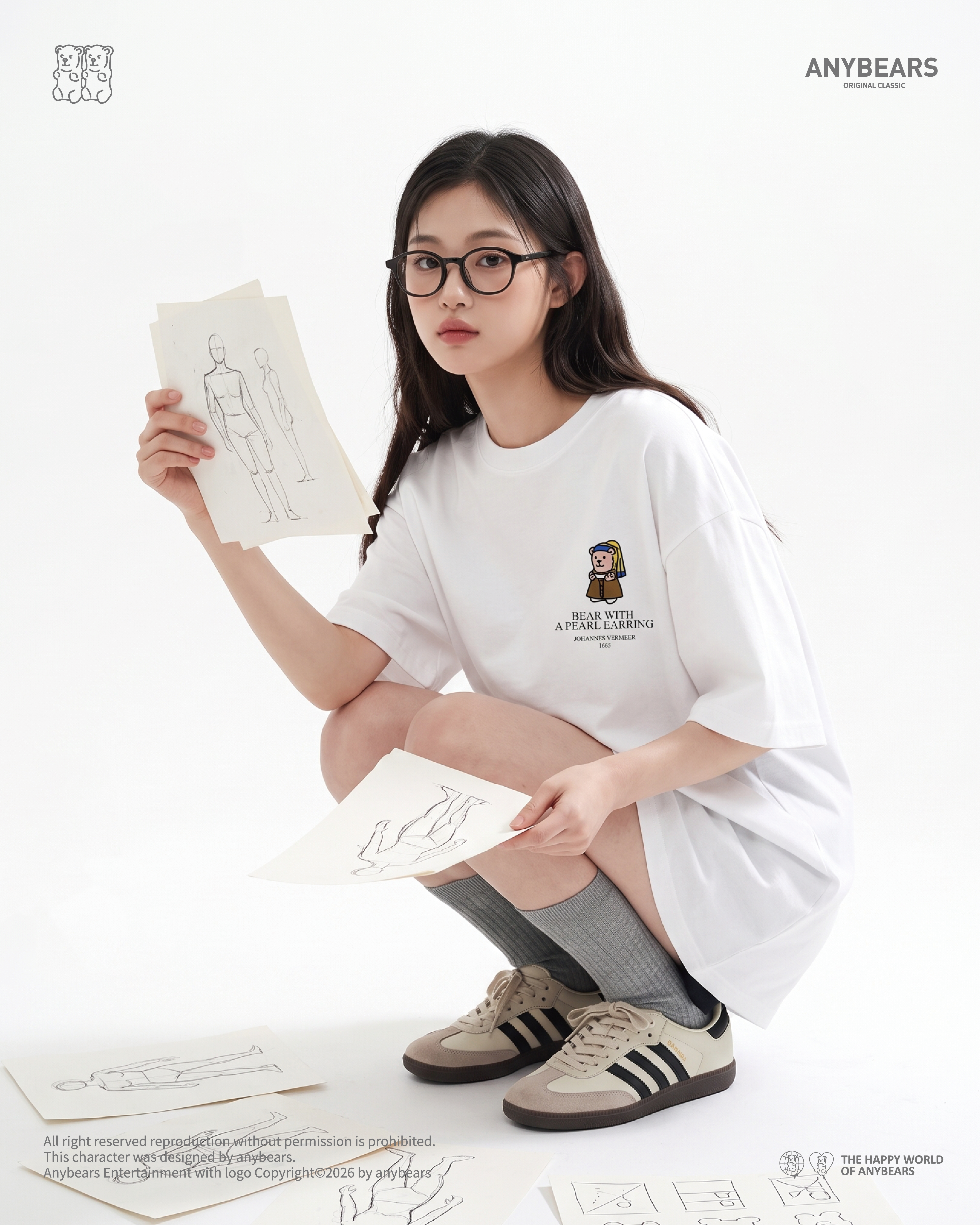 ANYBEARS® Pearl Girl 珍珠少女 短Tee