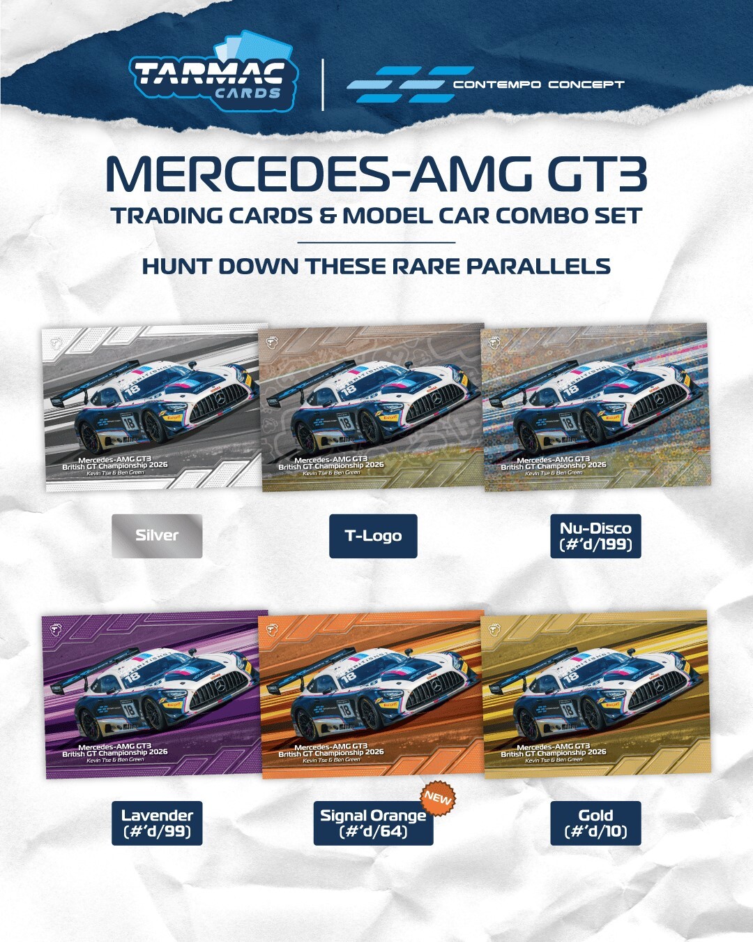 [預訂] Tarmac Works 梅賽德斯Mercedes-AMG GT3 –英國 GT 錦標賽 2026– 謝榮鍵Kevin Tse / Ben Green 合金模型車＋收藏卡套裝