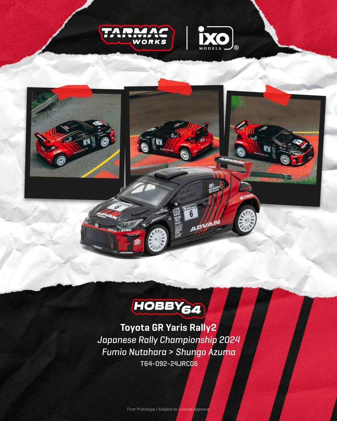[預訂] Tarmac Works 豐田Toyota GR Yaris Rally2 –全日本拉力錦標賽 2024– 奴田原文雄 / 東駿吾