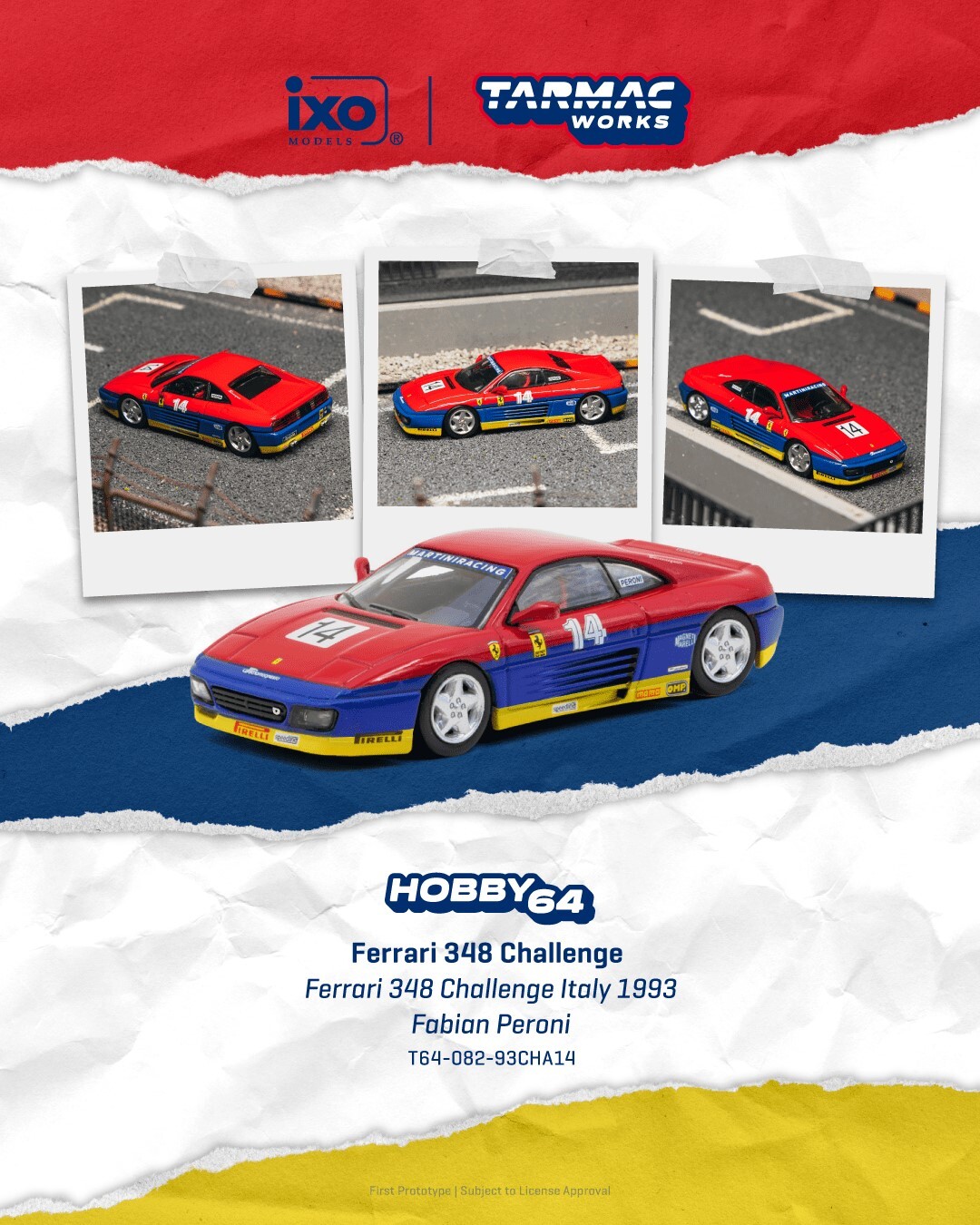 [預訂] Tarmac Works 法拉利Ferrari 348 Challenge –義大利法拉利 348 挑戰賽 1993– Fabian Peroni
