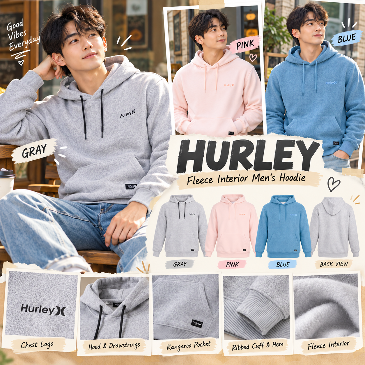 【預購】HURLEY N092954 Fleece Interior 男裝連帽衛衣