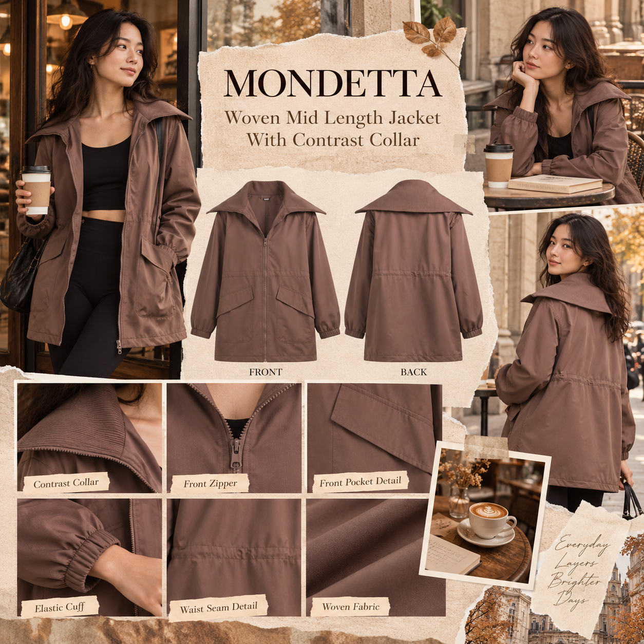 【預購】MONDETTA N092950 女裝中長版防風防潑水外套