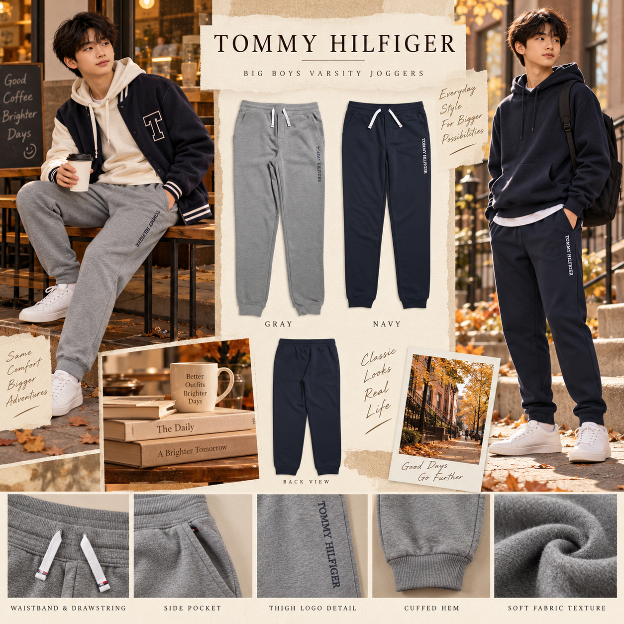 【預購】TOMMY HILFIGER N092957 Varsity 童裝束腳運動長褲