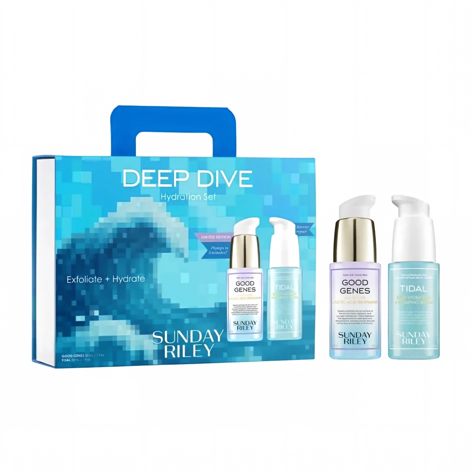 美國  Sunday Riley Deep Dive Hydration Set【正品  】Good Genes 好基因乳酸精華＋Tidal 深層補水澎潤精華