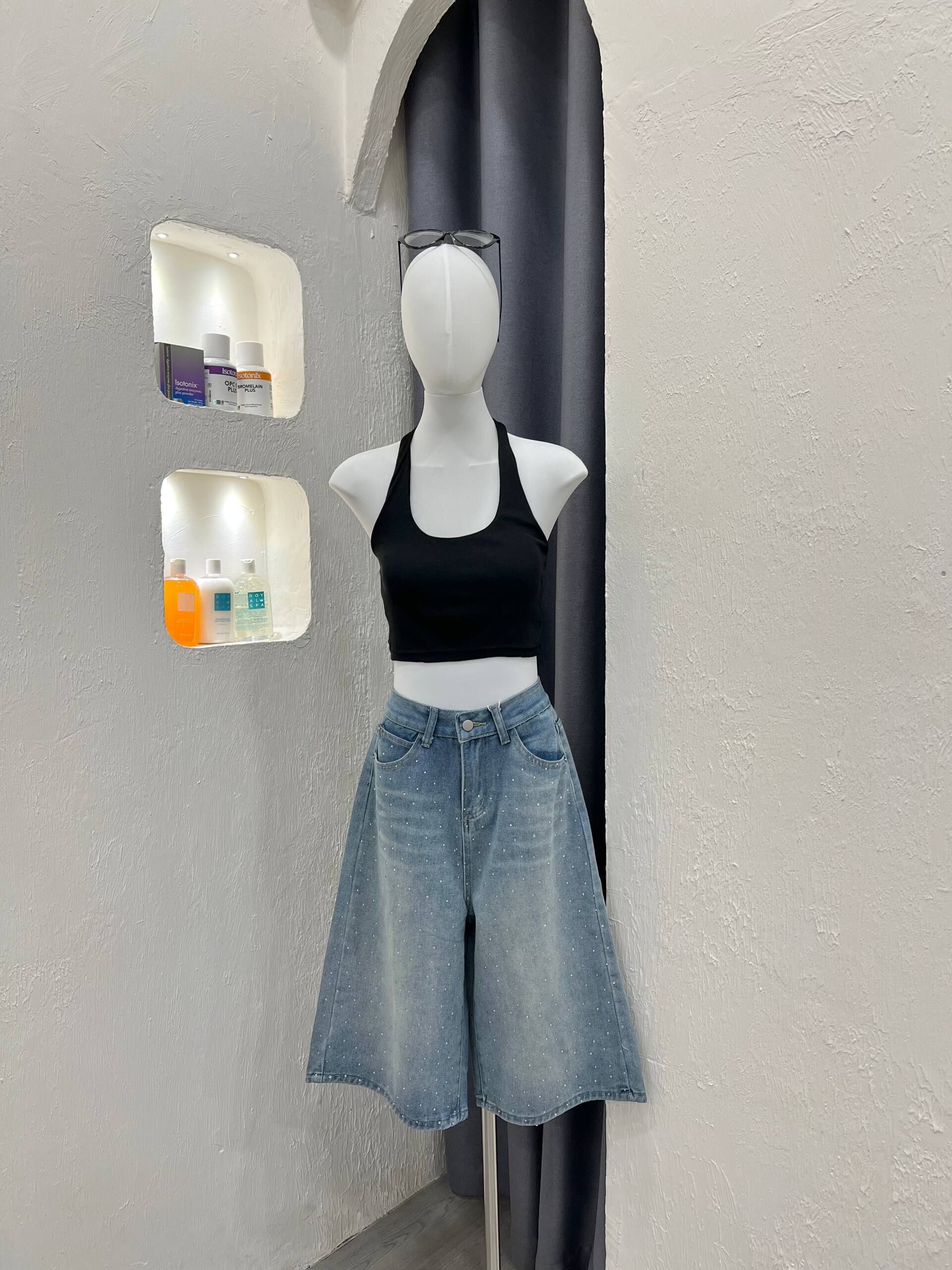 Denim wide leg pant