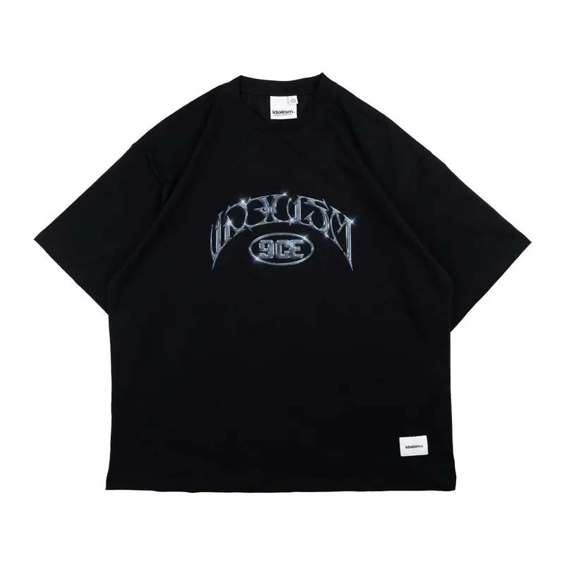 idealism 9DE Glow Tee Black 金屬字體 短袖上衣 黑色 ID26983-BK [台灣現貨]