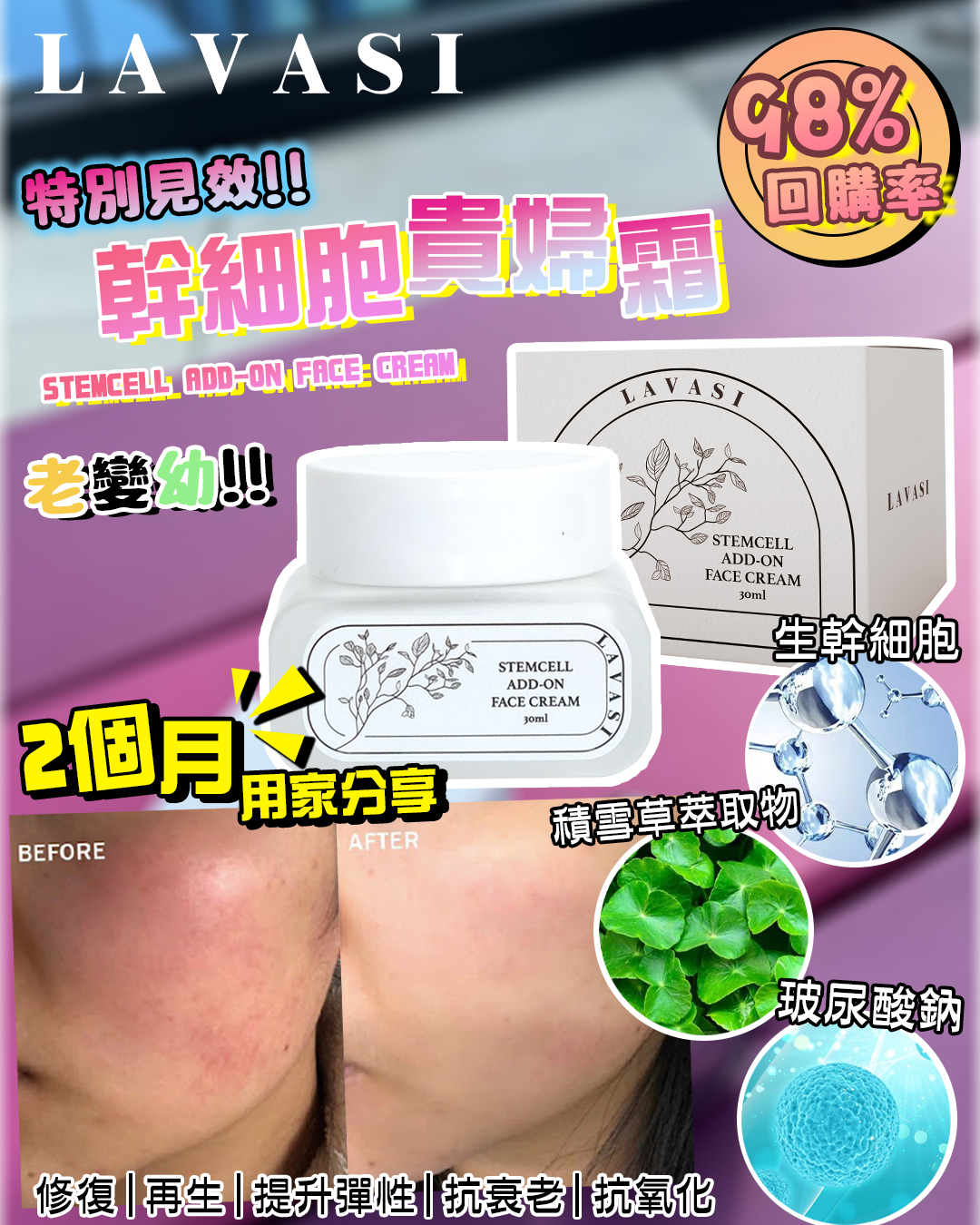 娜姐日本爆款逆齡換膚盛典_ ⁠LAVASI StemCell Add-On Face Cream