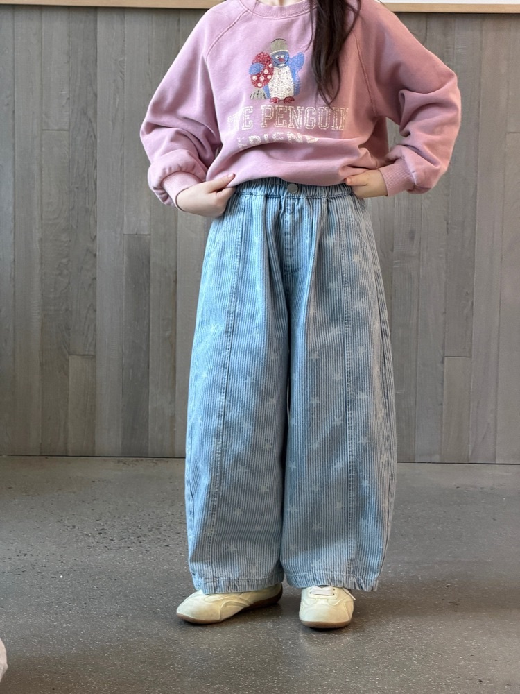 直條星星寬褲