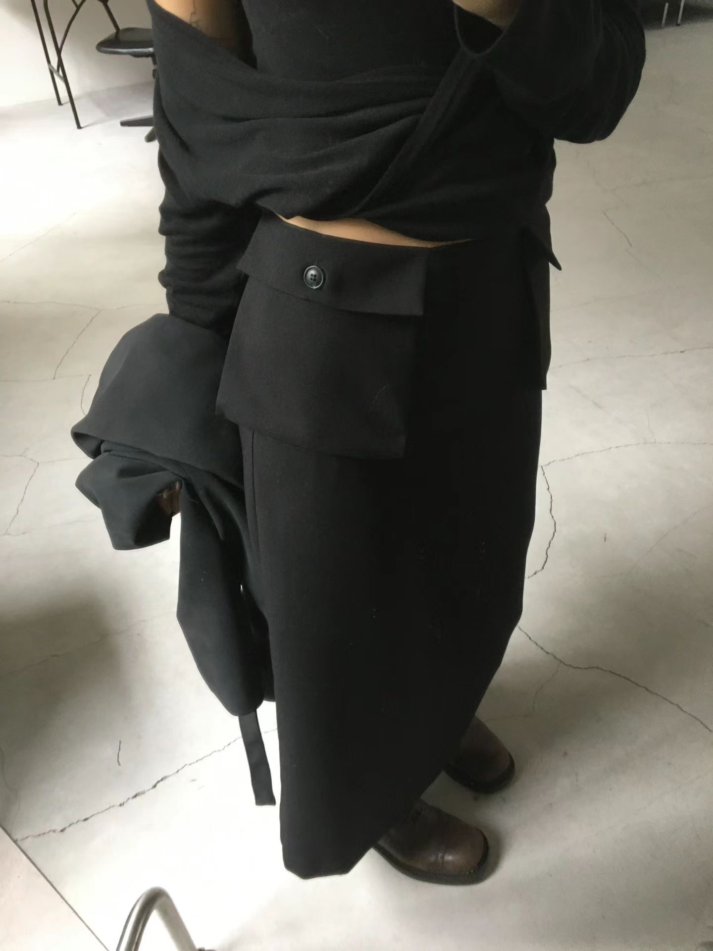 腰口袋長裙