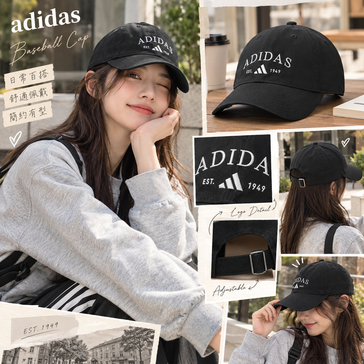 【預購】adidas N092908 女裝棒球帽 (黑色)