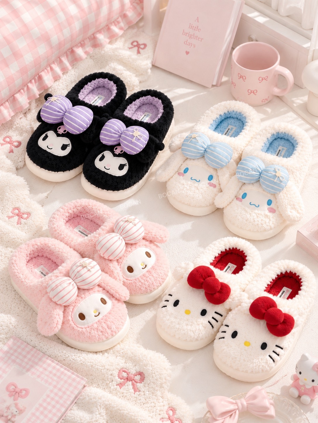 正版授權 SANRIO 三麗鷗 蝴蝶結 毛毛拖