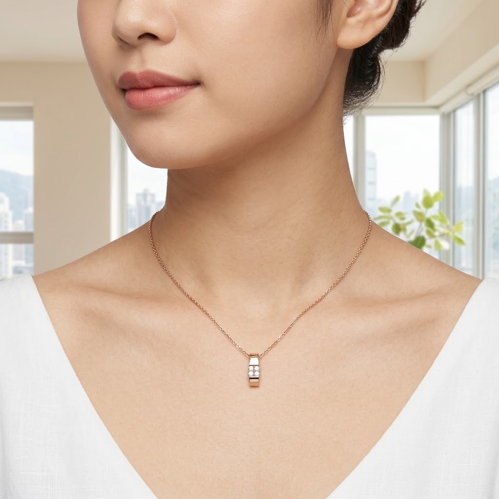 18K RoSE Gold 0.08ct Diamond Pendant