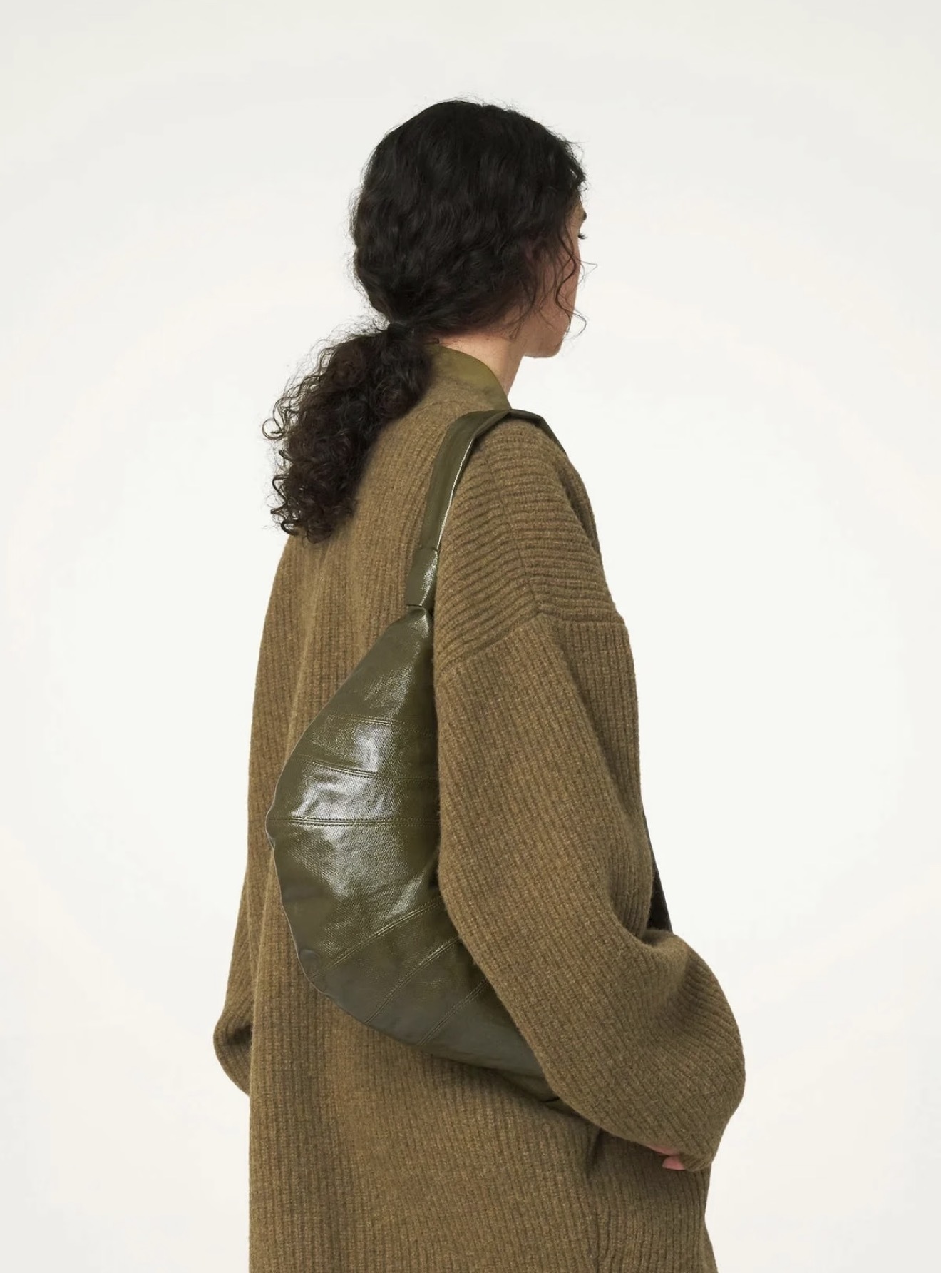 Lemaire Large Coated Croissant Bag in Pistachio Green 開心果綠大號牛角包斜孭袋