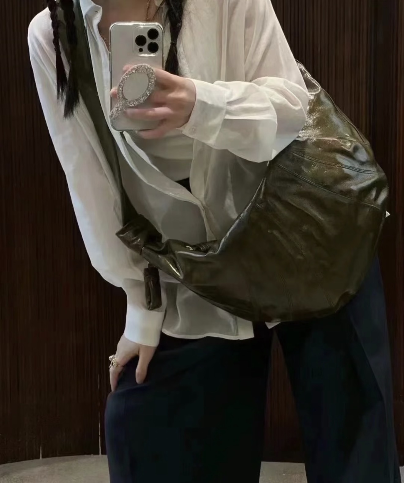 Lemaire Large Coated Croissant Bag in Pistachio Green 開心果綠大號牛角包斜孭袋