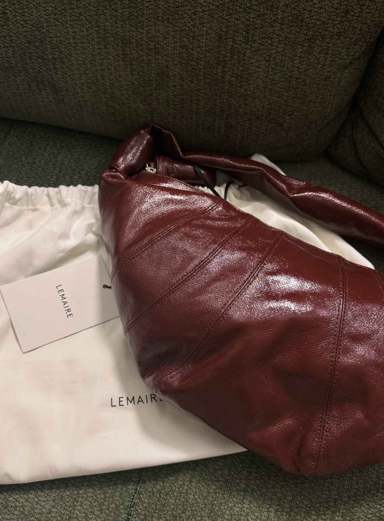 Lemaire Brick Red Medium Croissant Bag Coated Cotton 紅色中號塗層牛角包