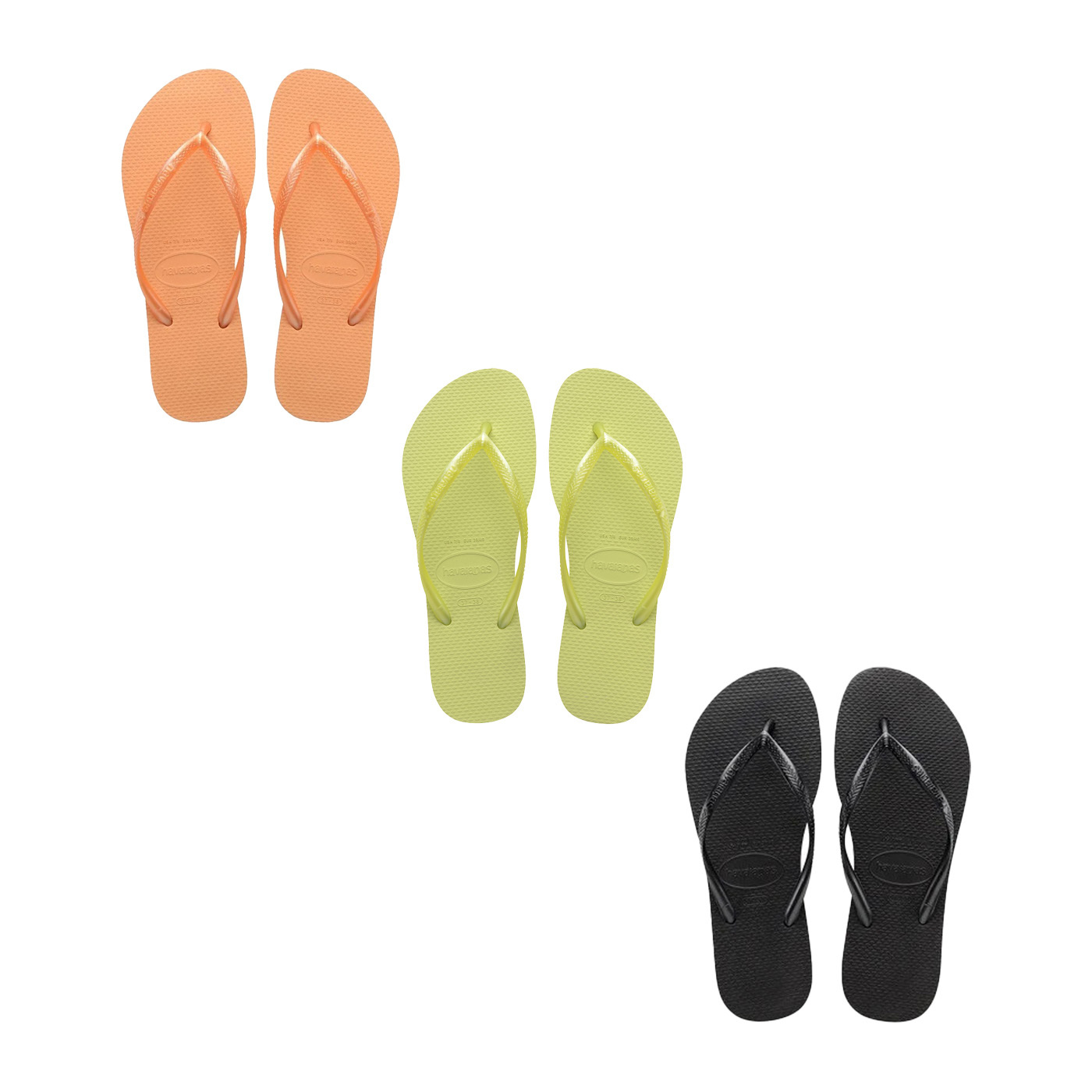 哈瓦仕 HAVAIANAS SLIM 黑色 橘色 綠黃 防水 防滑 細帶 夾腳 人字拖 拖鞋【4000030】