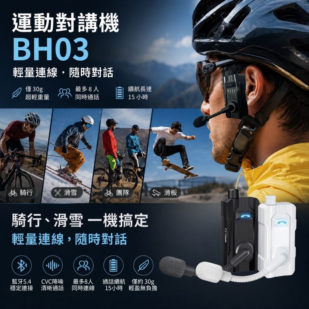藍牙對講機 - BikTok BH-03(2入組)【J-TREK】