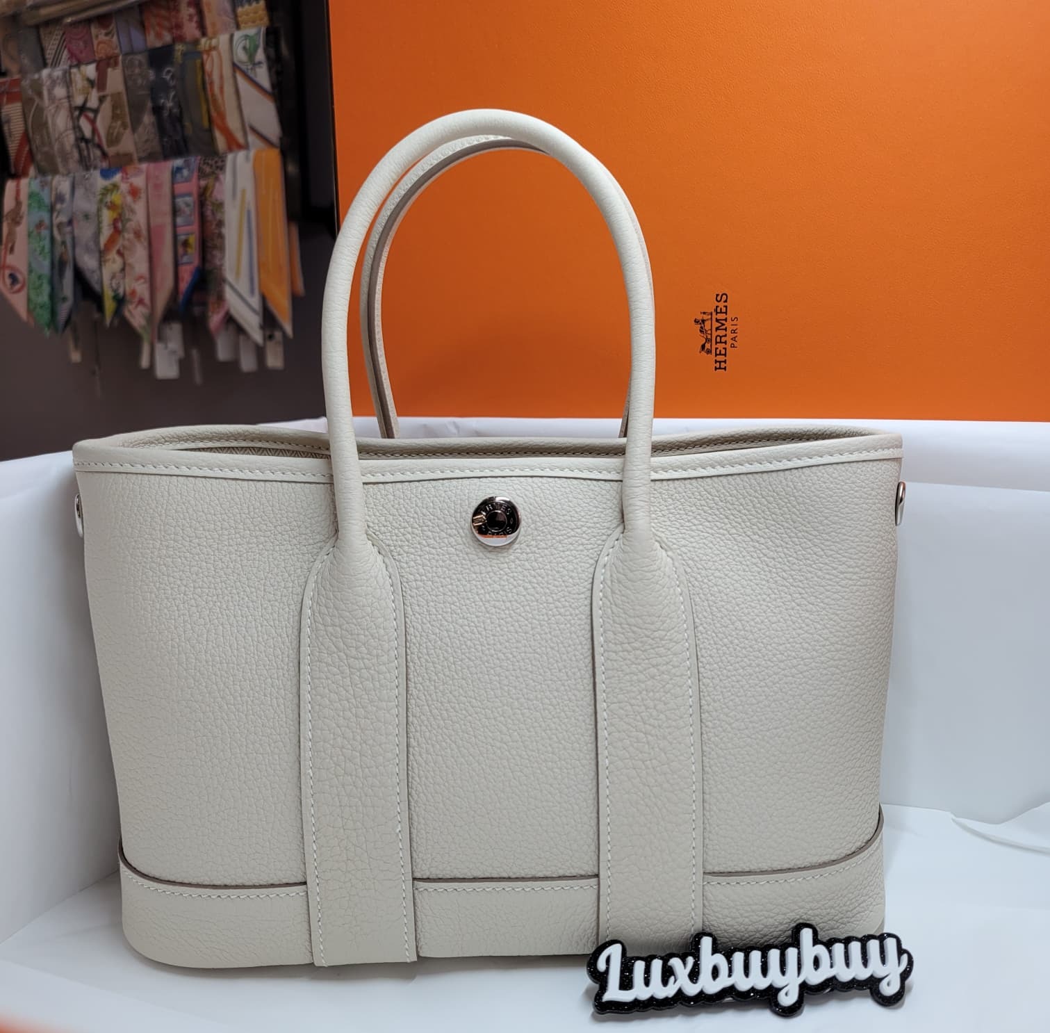 HERMES MINI GARDEN PARTY 23 CRAIE TOGO 奶昔白
