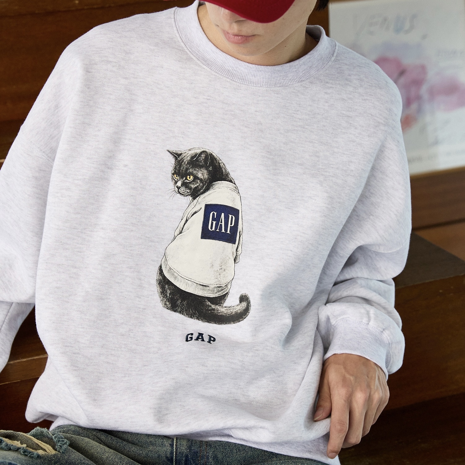 PUBLUX × GAP 貓咪圖案 印花 抓絨衛衣 大學T 111593979