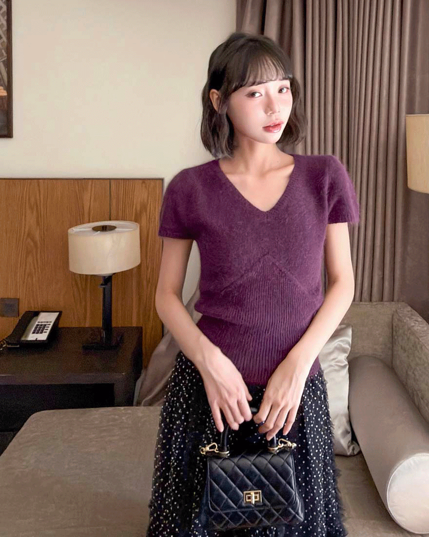 LINA LINA輕暖物語坑條滾邊造型毛料上衣-葡萄紫