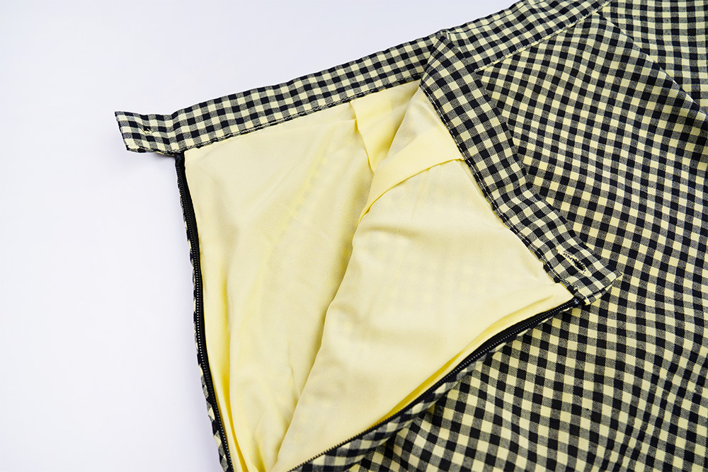 Women’s Gingham Check Trim A-Line Skirt