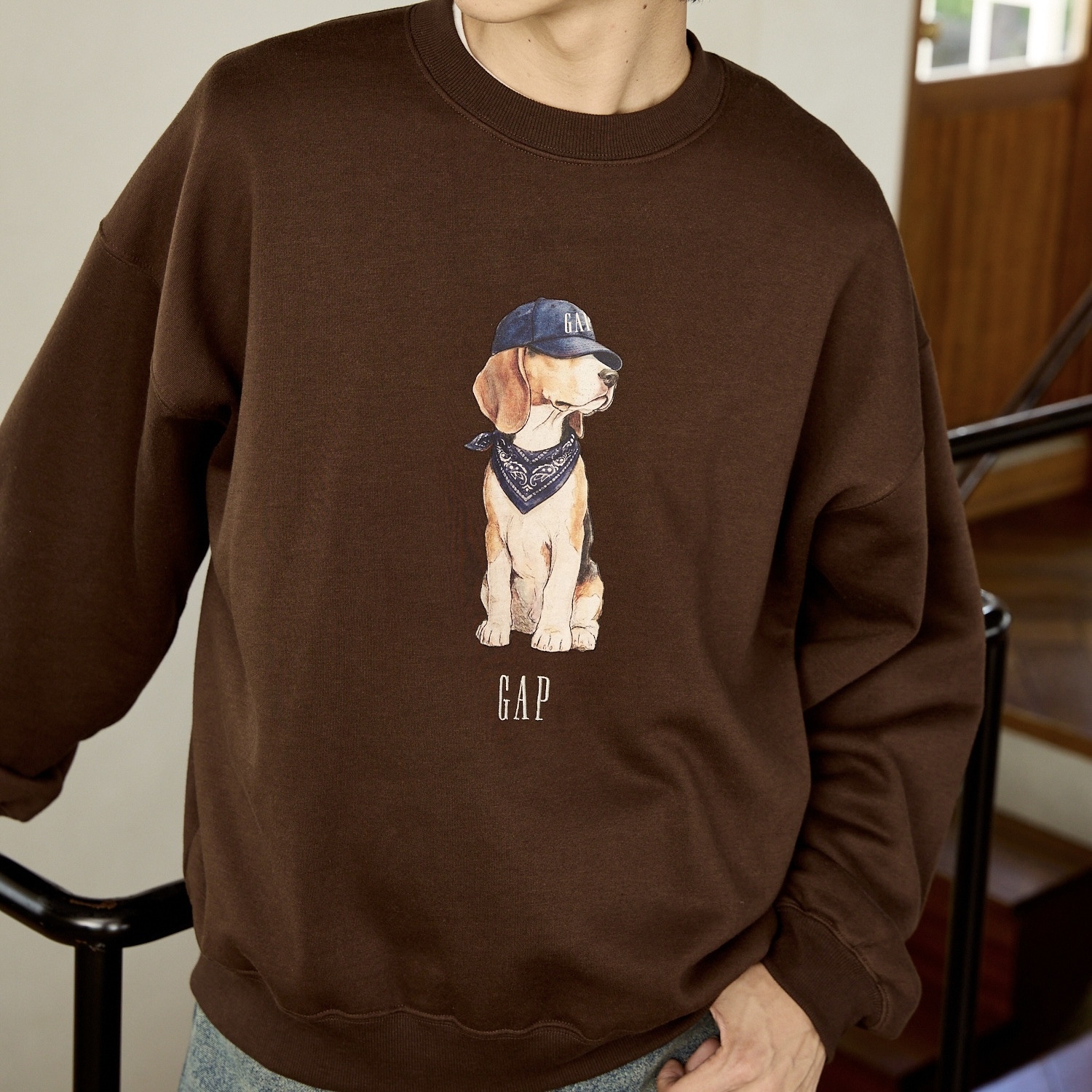 PUBLUX × GAP 絲巾狗狗圖案 印花 抓絨衛衣 大學T 111593978