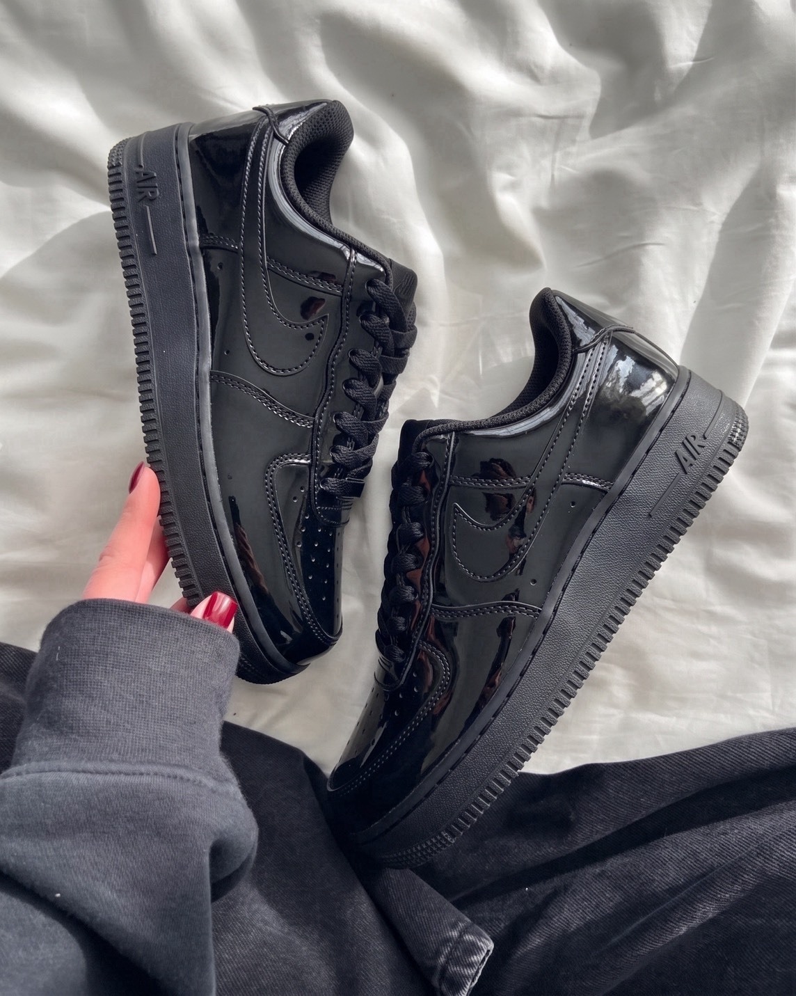 Nike Air Force 1 '07 Black Patent 低筒 皮革 漆皮黑