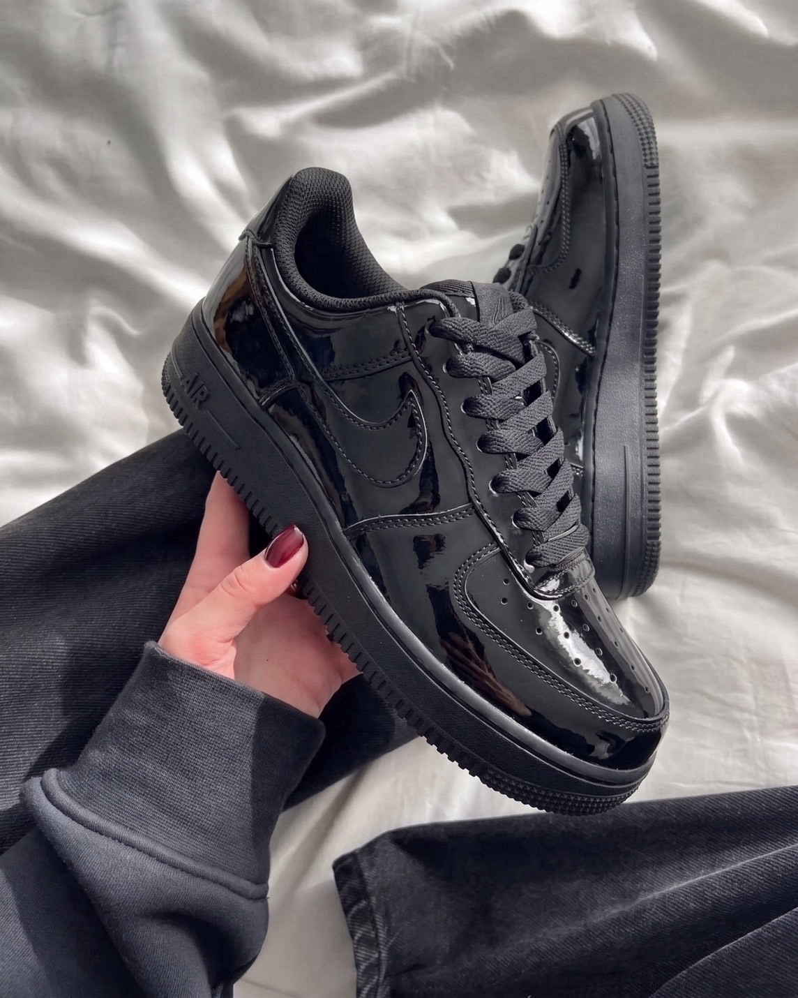 Nike Air Force 1 '07 Black Patent 低筒 皮革 漆皮黑