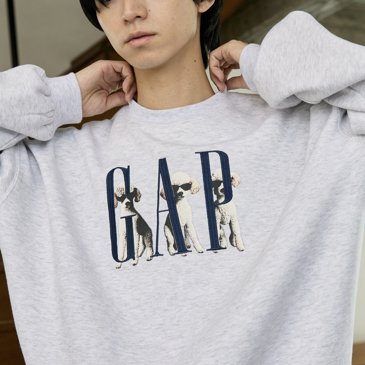PUBLUX × GAP 墨鏡狗狗 三隻小狗 印花 抓絨衛衣 大學T 111593980