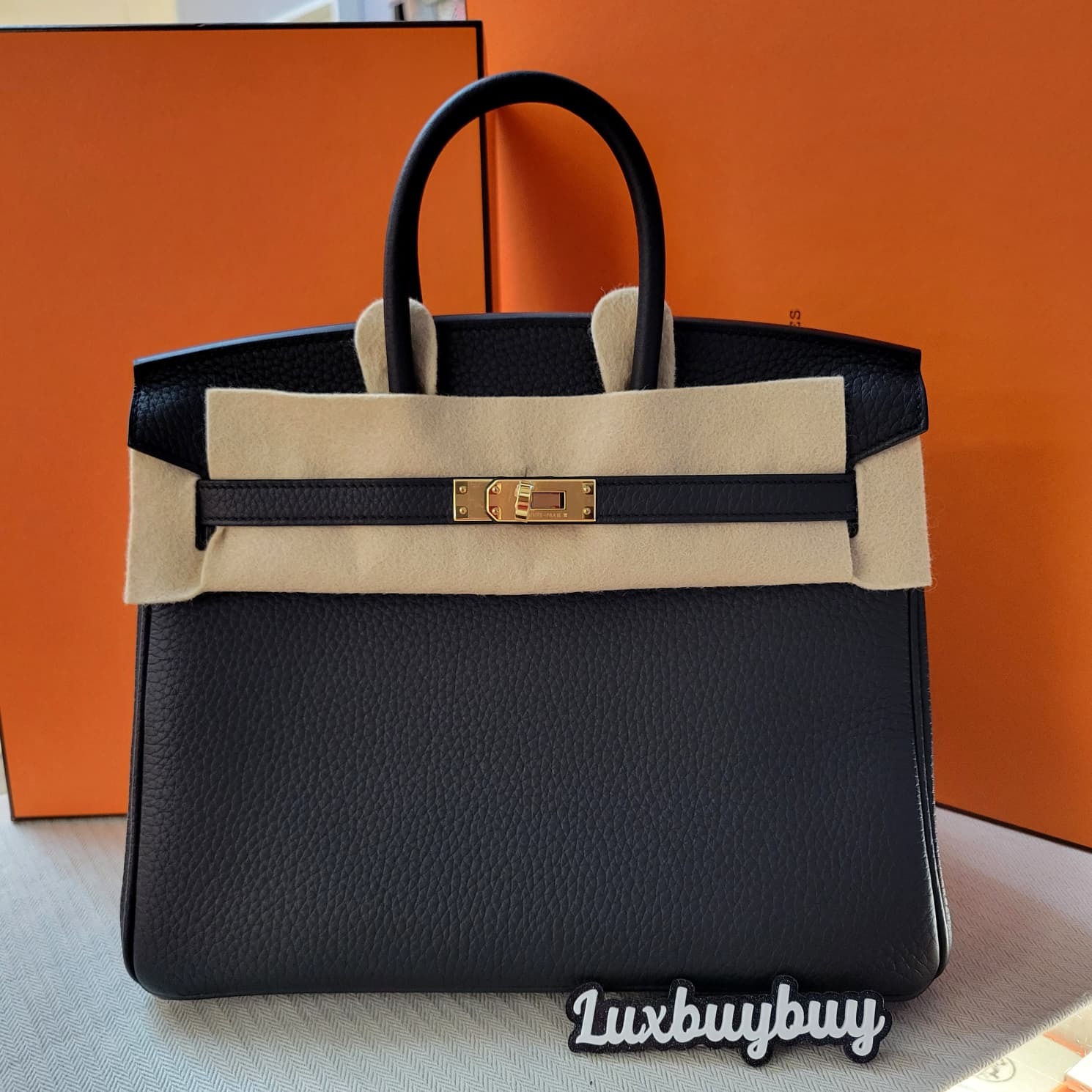 Hermes birkin 25 noir cc TOGO 黑金