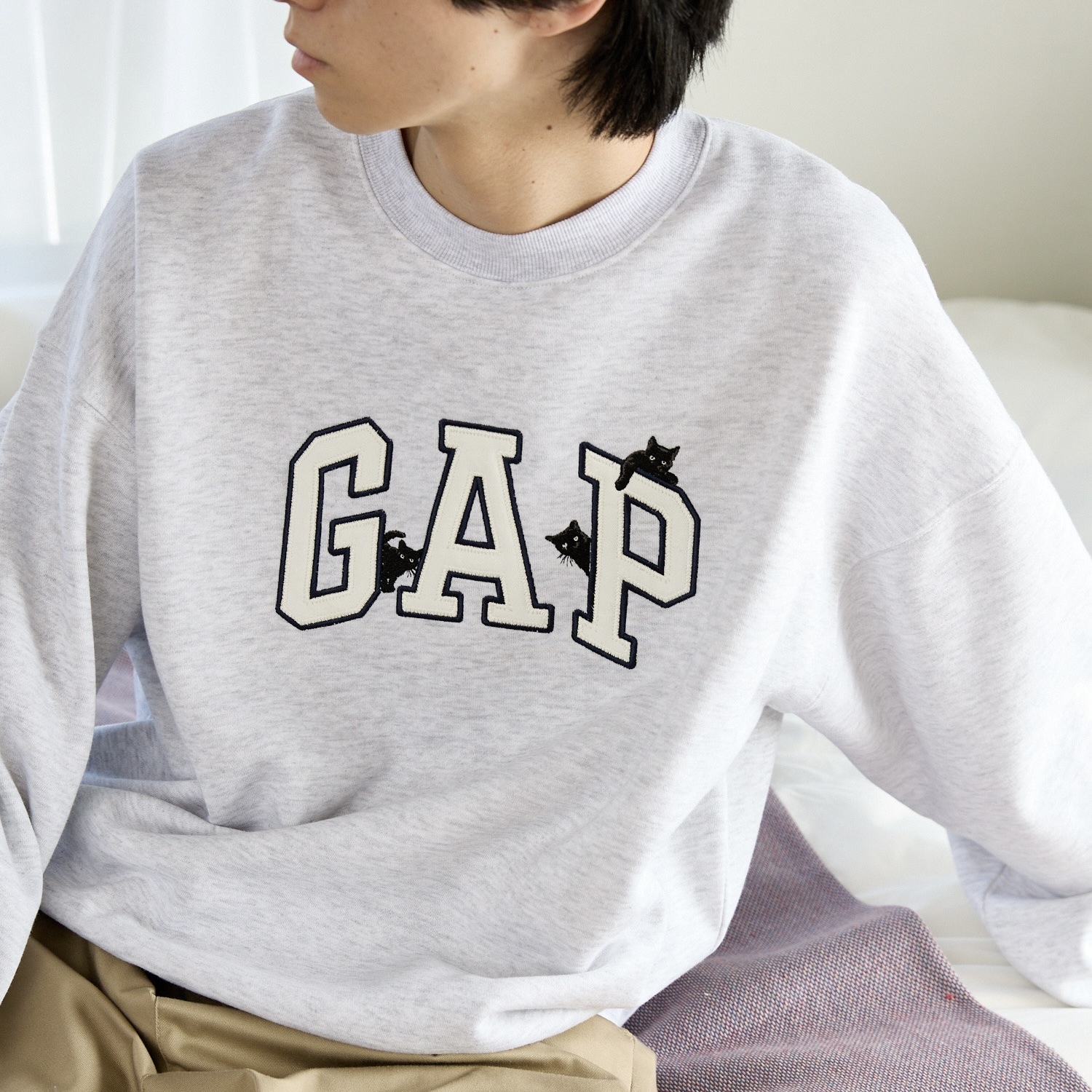 PUBLUX × GAP 小黑貓 貓咪圖案 抓絨衛衣 大學T 111593977
