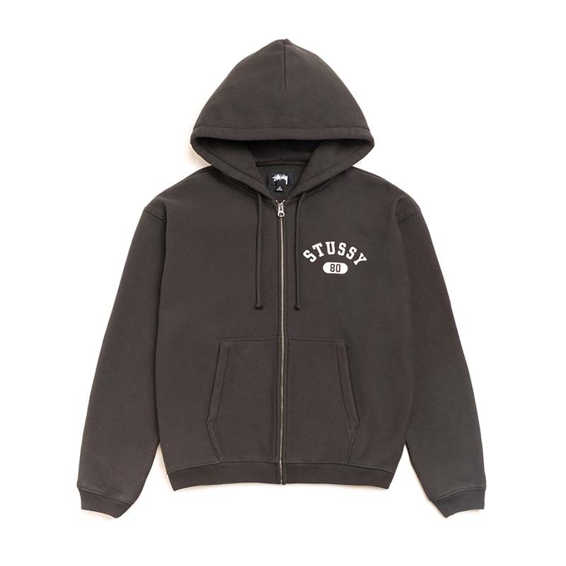 Stussy Varsity Zip Hoodie 大學字體 連帽外套 水洗黑色 118589-WK [台灣現貨]