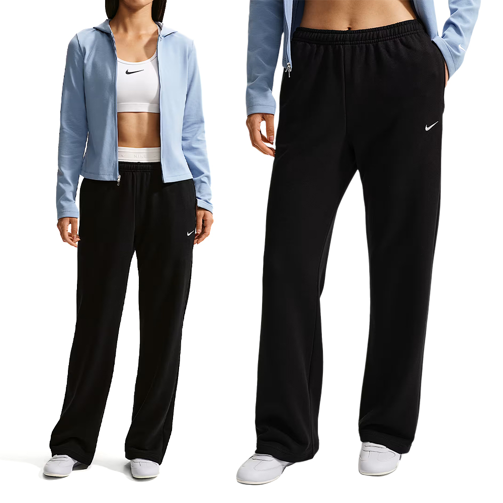 Nike As W Nk Stdo Flc Lw Mr Std Oh 女款 黑色 中腰 直筒 長褲 IM8107-001