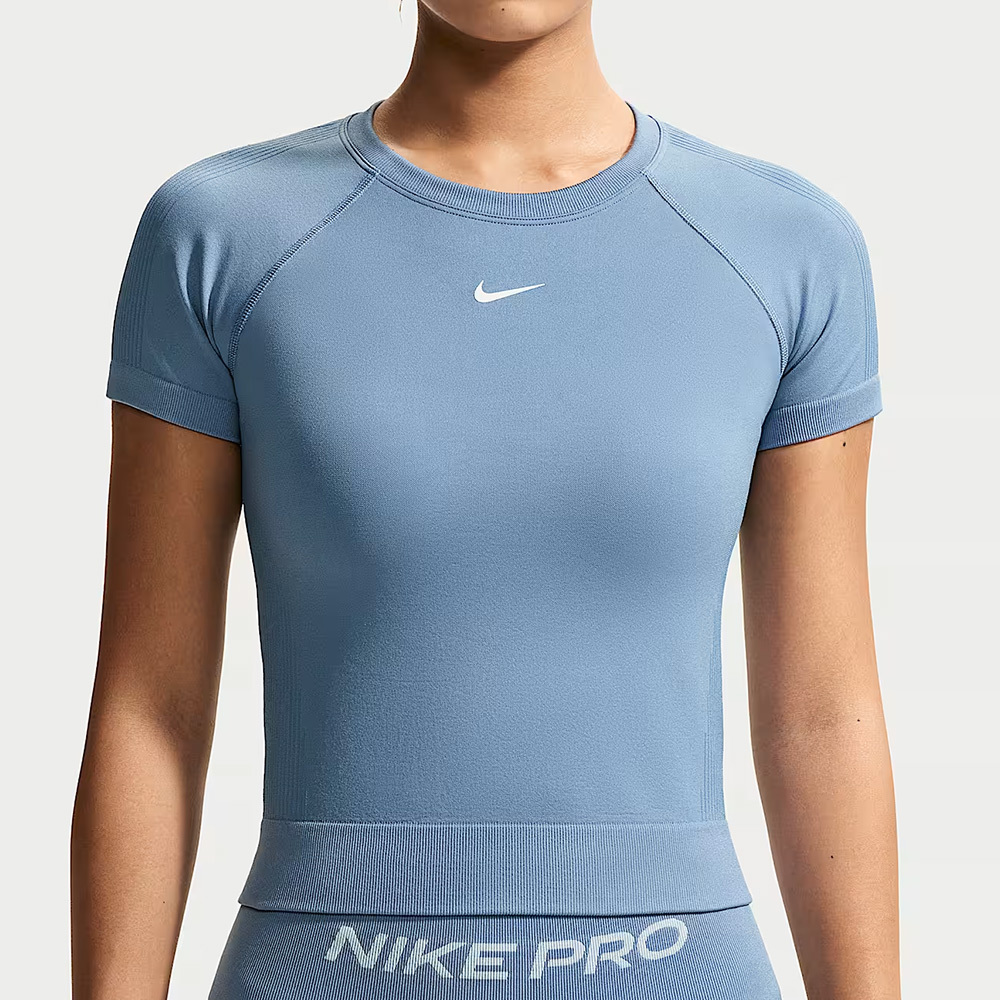 Nike As W Np Df Smls SS Top Wt 女款 淺藍色 修身 運動 休閒 短袖 IV1305-486