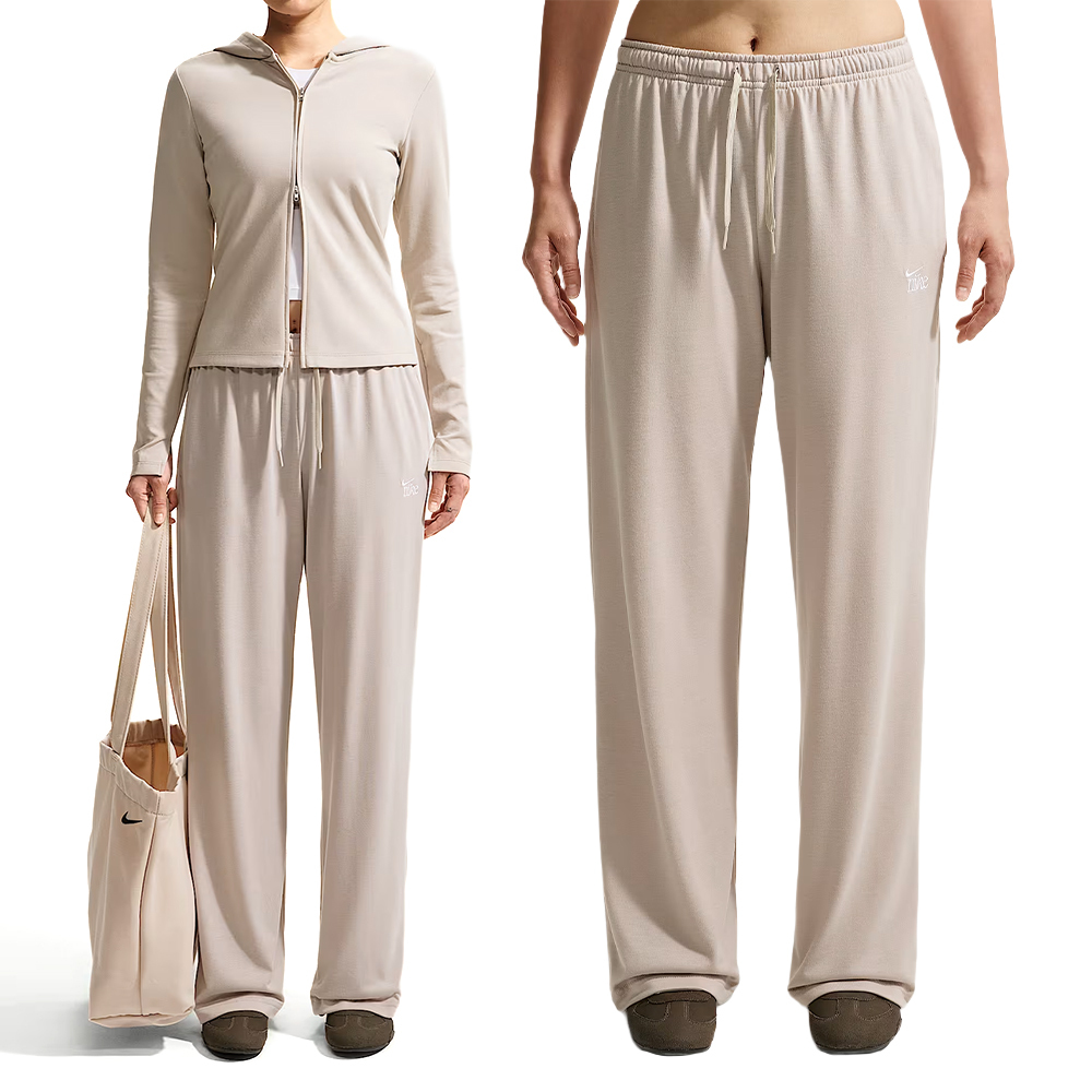 Nike As W Nsw Chill Knit Ltwt Oh Pa 女款 奶茶色 直筒 長褲 IQ0093-236