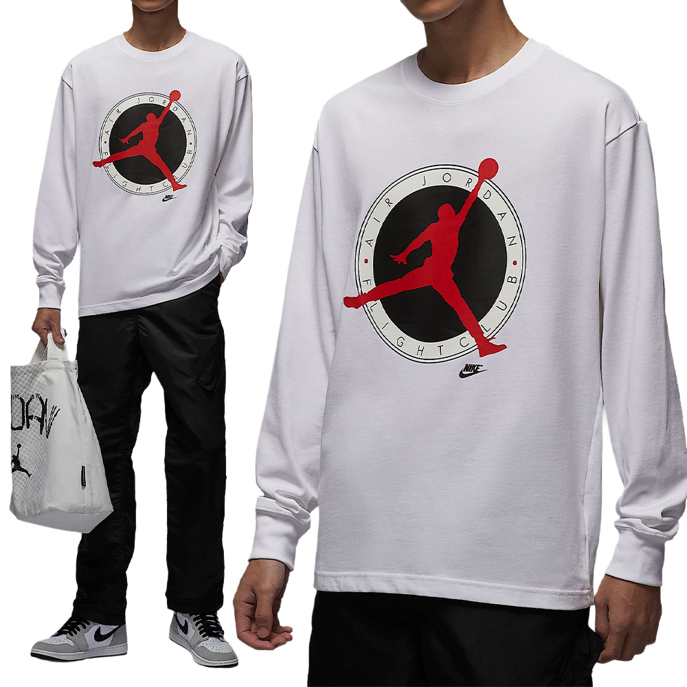 Nike AS M J FLT CLB LS CREW 男款 白色 圓領 喬丹 運動 休閒 長袖 IF3011-100