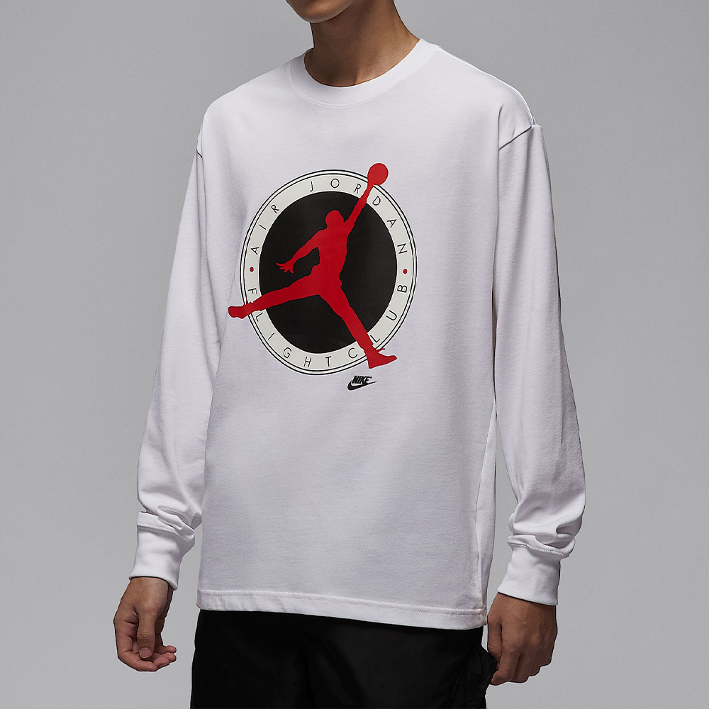 Nike AS M J FLT CLB LS CREW 男款 白色 圓領 喬丹 運動 休閒 長袖 IF3011-100