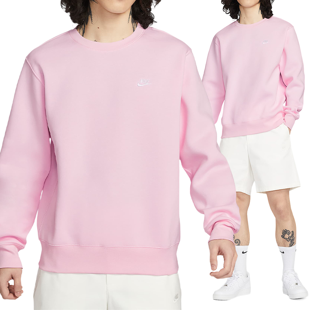 Nike Club Bb Crew 男款 粉色 中磅 圓領 大學T 運動 休閒 長袖 FN3887-663