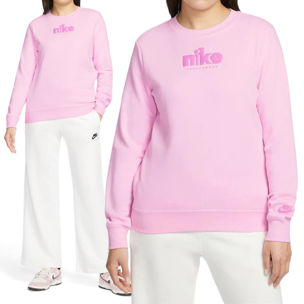 Nike Club Flc Std Gx Crew 女款 粉色 圓領 Logo 印花 長袖 IF0225-663