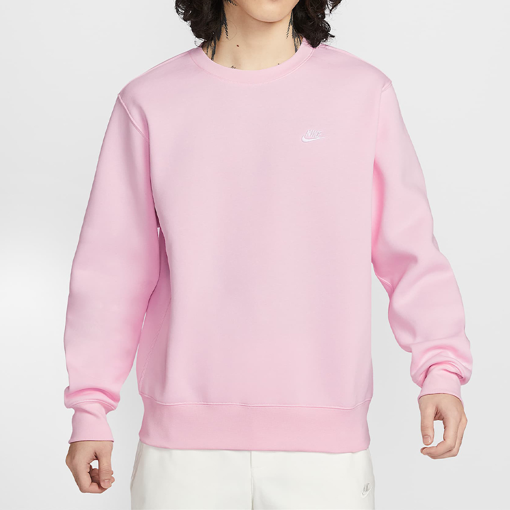 Nike Club Bb Crew 男款 粉色 中磅 圓領 大學T 運動 休閒 長袖 FN3887-663
