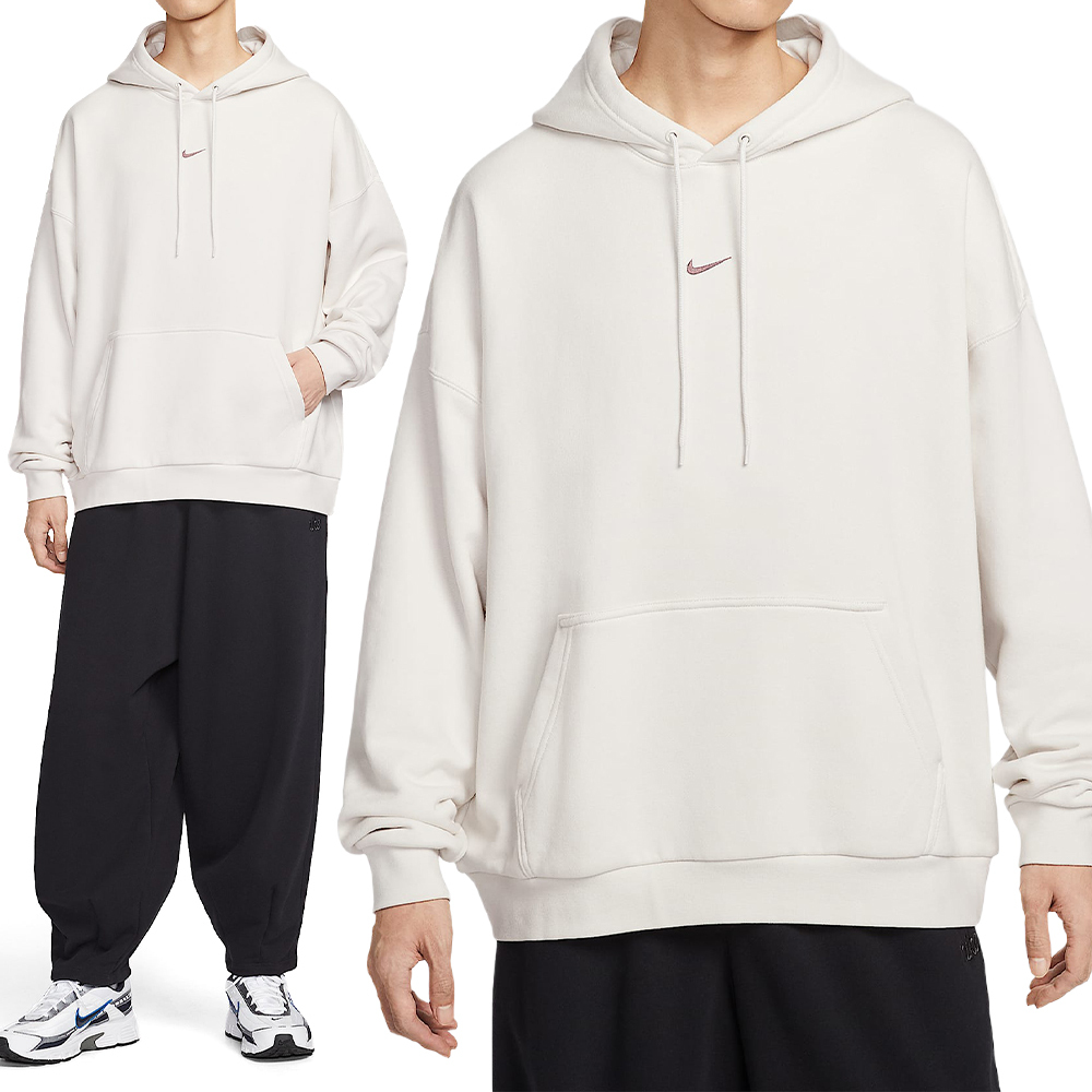 Nike As M Nk Ft Gfx Os Po Hdy 男款 米灰色 寬鬆 毛圈布 連帽 長袖 IR0103-030
