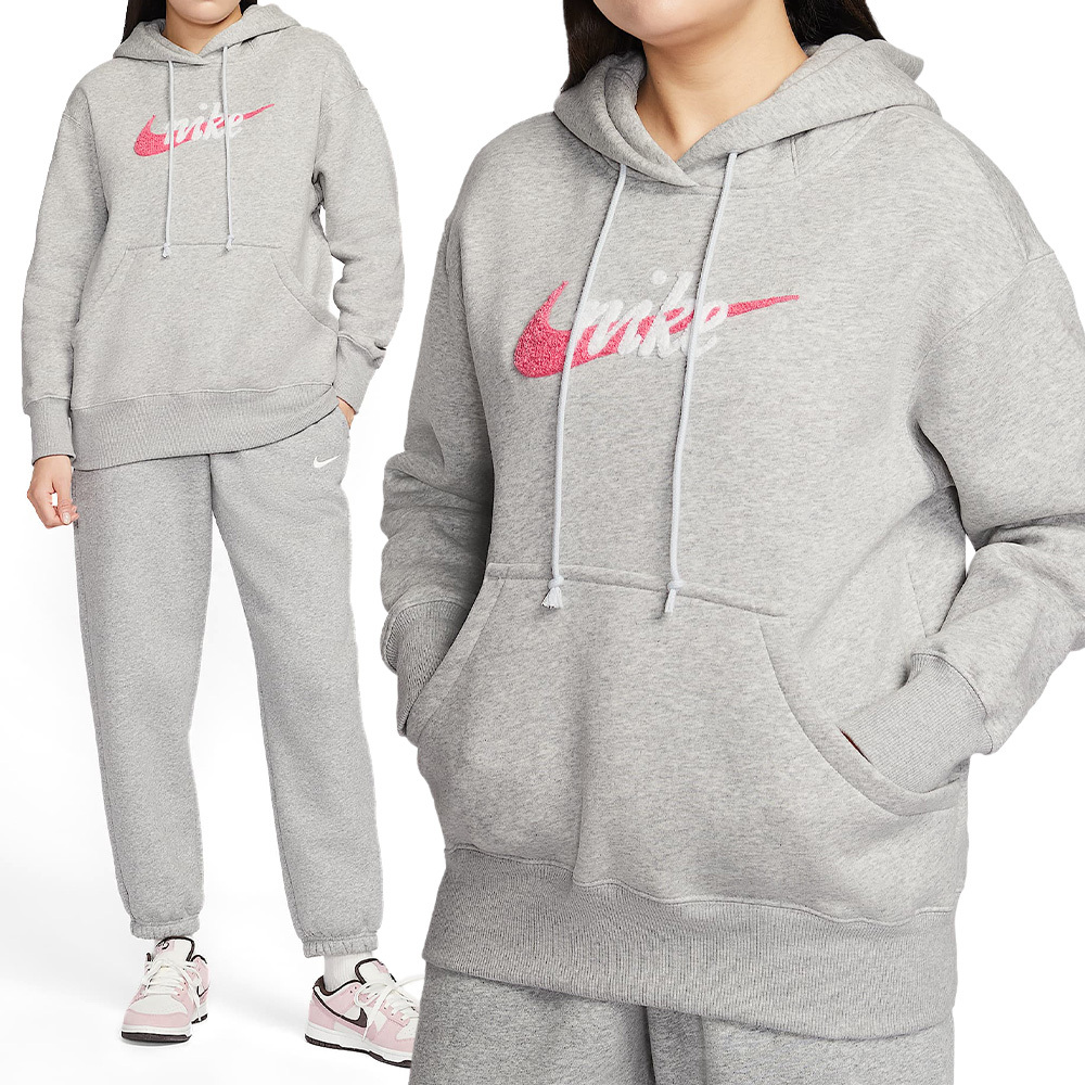 Nike As W Nsw Phnx Flc Os Logo Hdy 女款 灰色 帽T 連帽 長袖 IM9644-043