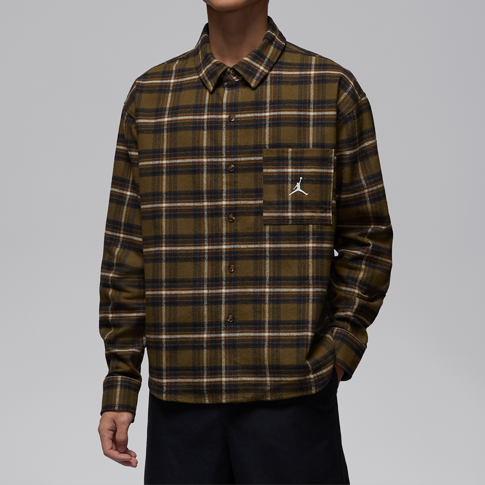 Nike AS M J BRK Flannel GFX LS 男款 棕色 休閒 襯衫 法蘭絨 長袖 IF1858-265