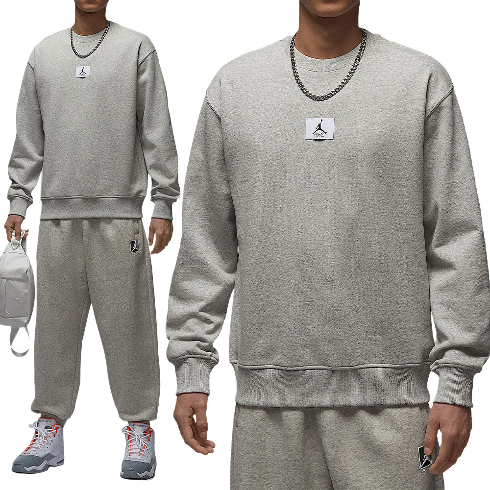 Nike As M J Flt Flc Crew 男款 灰色 圓領 喬丹 大學T 長袖 FV7260-050