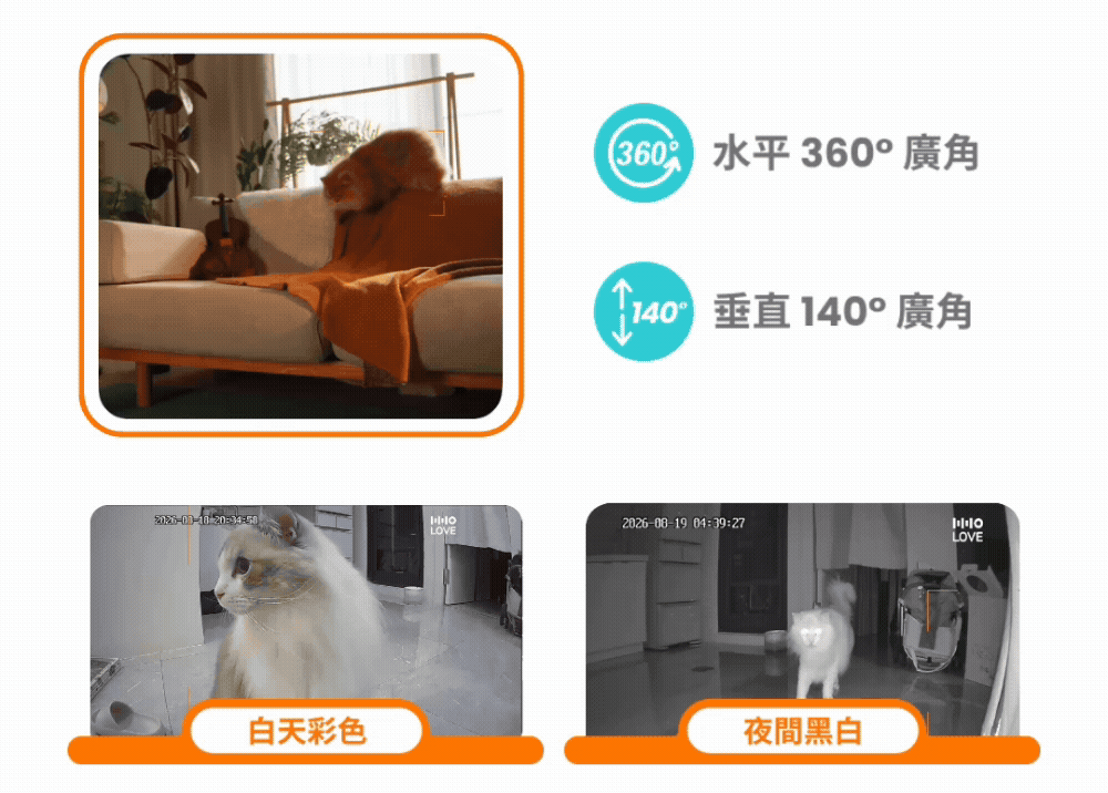 YUNO AI 全景智慧寵物餵食器智慧跟拍gif