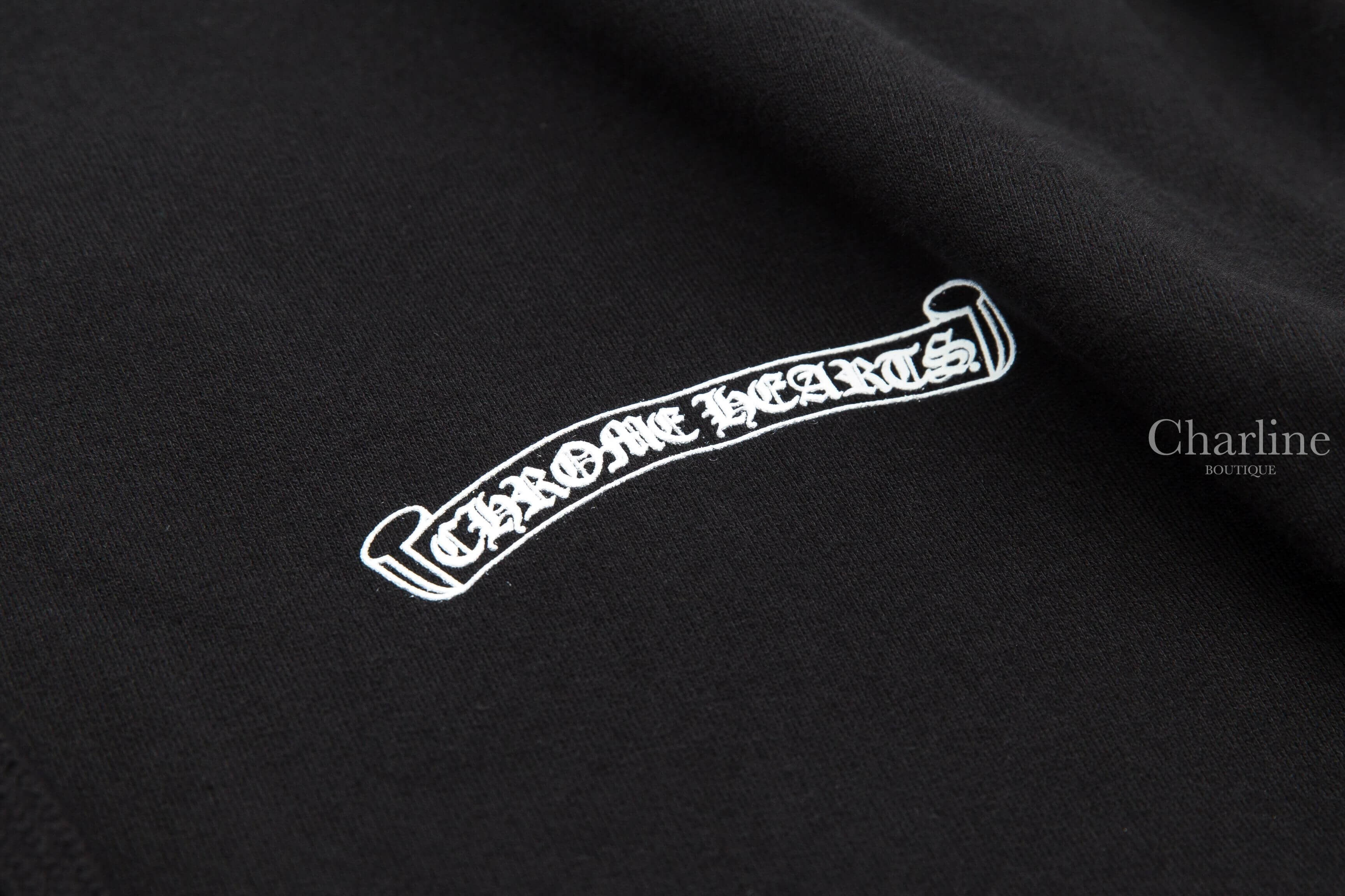 Chrome Hearts Sweatshirt 黑色白字圖騰印花連帽長袖棉T